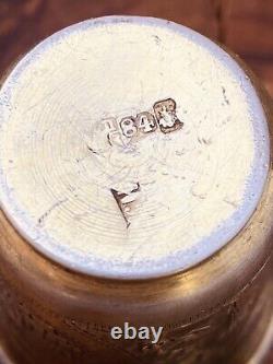 Rare Pair of Antique Imperial Russian 84 Silver Shot Glasses Etched 51gr #5622