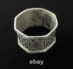 Rare Royal Antique Imperial Russian Niello Silver Napkin Ring Coat Arms Nobility