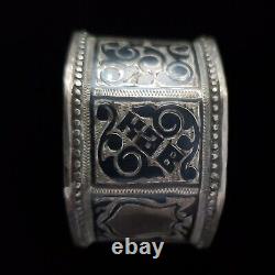 Rare Royal Antique Imperial Russian Niello Silver Napkin Ring Coat Arms Nobility