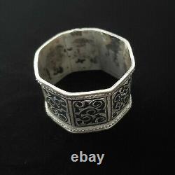 Rare Royal Antique Imperial Russian Niello Silver Napkin Ring Coat Arms Nobility