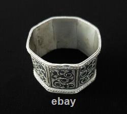 Rare Royal Antique Imperial Russian Niello Silver Napkin Ring Coat Arms Nobility