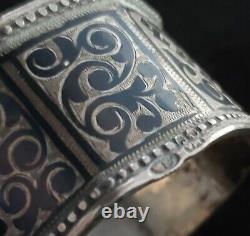 Rare Royal Antique Imperial Russian Niello Silver Napkin Ring Coat Arms Nobility