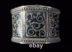 Rare Royal Antique Imperial Russian Niello Silver Napkin Ring Coat Arms Nobility