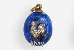 Rare Russian Imperial Guilloche Enamel Egg Pendant