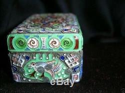 Rare Russian Imperial Silver 88 Cloisonne Enamel Box Antique Ruckert For Faberge