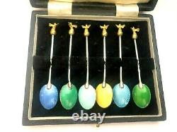 Rare Russian Imperial Silver 88 KF/AT Author Faberge Gilded & Enamel Spoon Set