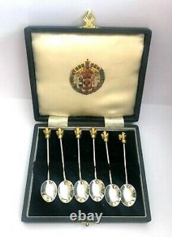 Rare Russian Imperial Silver 88 KF/AT Author Faberge Gilded & Enamel Spoon Set