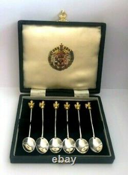 Rare Russian Imperial Silver 88 KF/AT Author Faberge Gilded & Enamel Spoon Set