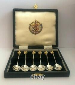 Rare Russian Imperial Silver 88 KF/AT Author Faberge Gilded & Enamel Spoon Set