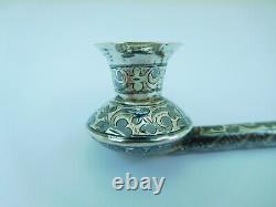 Rare Russian Imperial Solid Silver & Niello Smoking Pipe