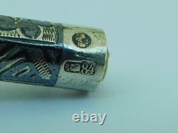 Rare Russian Imperial Solid Silver & Niello Smoking Pipe