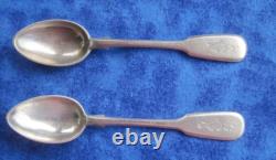Rare Set 2 Monogram Spoon Famous Maker Russian Imperial Silver 84 Antique Russia