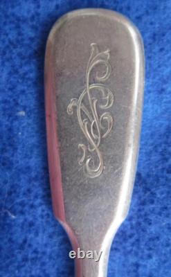 Rare Set 2 Monogram Spoon Famous Maker Russian Imperial Silver 84 Antique Russia
