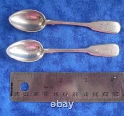 Rare Set 2 Monogram Spoon Famous Maker Russian Imperial Silver 84 Antique Russia