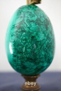 Rare Vintage Russian Imperial Malachite Egg With Angel Finial On Stand