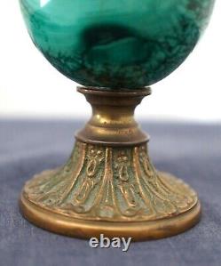 Rare Vintage Russian Imperial Malachite Egg With Angel Finial On Stand