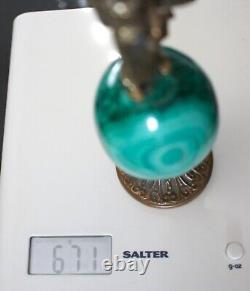 Rare Vintage Russian Imperial Malachite Egg With Angel Finial On Stand