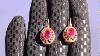 Rare Vintage Ussr Russian Solid Rose Gold 583 14k Earrings Tourmaline Gemstone