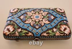 Rare antique Imperial Russian 84 Silver Enameled Cigarette Case