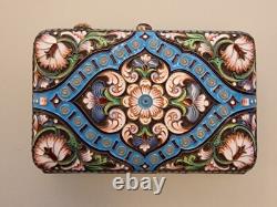 Rare antique Imperial Russian 84 Silver Enameled Cigarette Case