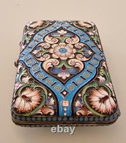 Rare antique Imperial Russian 84 Silver Enameled Cigarette Case