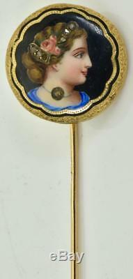 Rare antique Imperial Russian Faberge 14k gold, enamel&Diamonds pin brooch. Boxed
