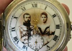 Rare antique Imperial Russian full hunter engraved silver pocket watch c1890's