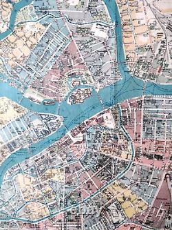 Rare big map 28,93 x 42,51 in! Russian Imperial Petrograd city map, 1917 y