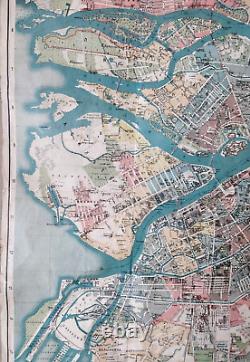 Rare big map 28,93 x 42,51 in! Russian Imperial Petrograd city map, 1917 y