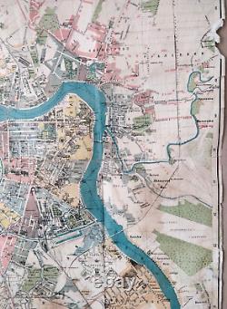 Rare big map 28,93 x 42,51 in! Russian Imperial Petrograd city map, 1917 y
