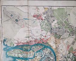 Rare big map 28,93 x 42,51 in! Russian Imperial Petrograd city map, 1917 y