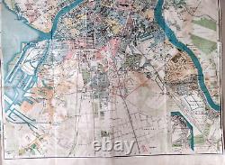 Rare big map 28,93 x 42,51 in! Russian Imperial Petrograd city map, 1917 y