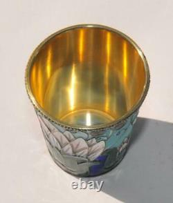 Royal Russian Soviet Vodka Beaker Cups Shots Silver Enamel Kovsh Goblet Chalice