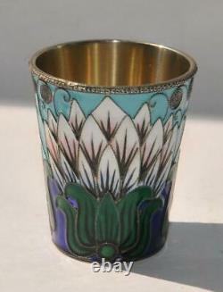 Royal Russian Soviet Vodka Beaker Cups Shots Silver Enamel Kovsh Goblet Chalice