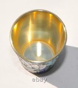 Royal Russian Soviet Vodka Beaker Cups Shots Silver Enamel Kovsh Goblet Chalice
