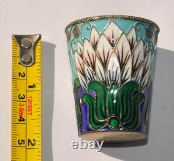 Royal Russian Soviet Vodka Beaker Cups Shots Silver Enamel Kovsh Goblet Chalice