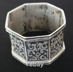 Royalty Antique Imperial Russian Niello Sterling Silver Napkin Ring Coat Arms RU