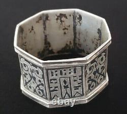 Royalty Antique Imperial Russian Niello Sterling Silver Napkin Ring Coat Arms RU