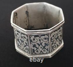 Royalty Antique Imperial Russian Niello Sterling Silver Napkin Ring Coat Arms RU