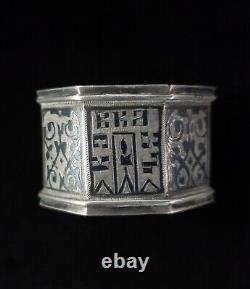 Royalty Antique Imperial Russian Niello Sterling Silver Napkin Ring Coat Arms RU