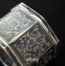 Royalty Antique Imperial Russian Niello Sterling Silver Napkin Ring Coat Arms RU