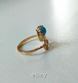 Russian Antique Imperial gold 56 (14ct) ring with Persian Turquoise rare