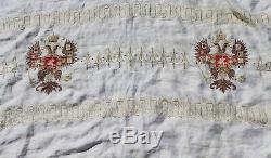 Russian/European Antique Royal Heraldic Crests Hand Embroidered On LinenReserve