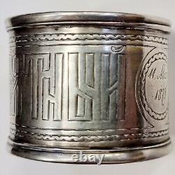 Russian Imperial 84 Silver Bon Appetit Napkin Ring Hallmark 84 Moscow Circa 1879