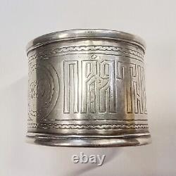 Russian Imperial 84 Silver Bon Appetit Napkin Ring Hallmark 84 Moscow Circa 1879