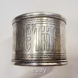 Russian Imperial 84 Silver Bon Appetit Napkin Ring Hallmark 84 Moscow Circa 1879