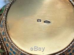 Russian Imperial 84 Silver & Enameled Open Bowl By Feodor Ruckert