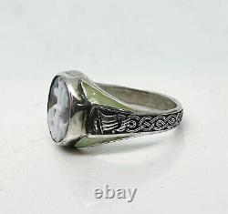 Russian Imperial 84 Silver NAVY Ring Shell carving