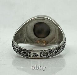 Russian Imperial 84 Silver NAVY Ring Shell carving