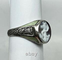 Russian Imperial 84 Silver NAVY Ring Shell carving